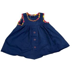 🛑 4/$20 Vintage Please Mum Jumper Dress Baby Girl 18 month Toddler Blue 80s 90s